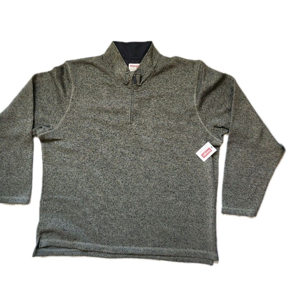 NWT Wrangler Mens 2XL Olive Heather Quarter Zip Pullover Sweater Fleece Warm